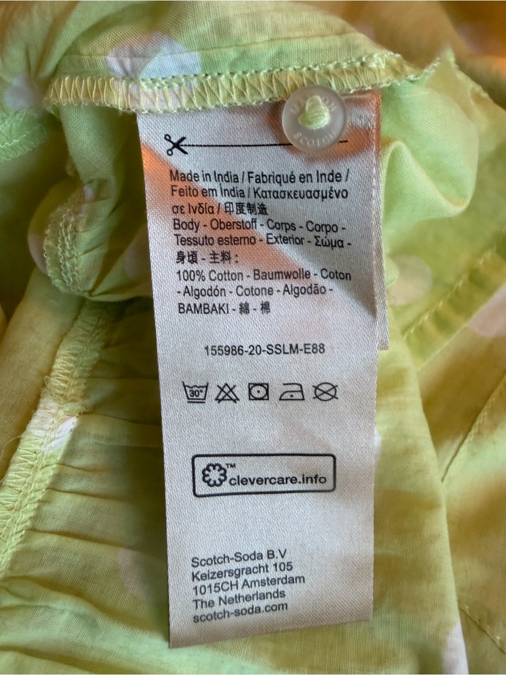 Scotch & Soda Maison Scotch Pour l'été Light Green Polka Dot Maxi Shirt Dress - Picture 5 of 5